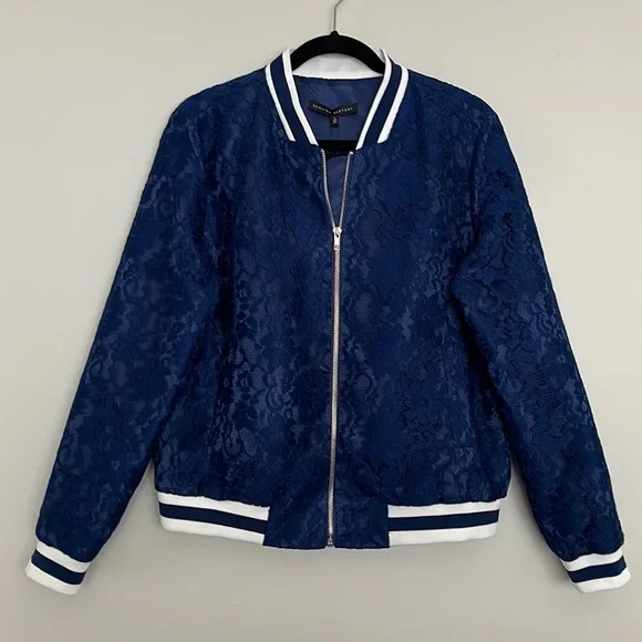 English Factory Bomber Varsity Lace Shell Jacket Womens Sz M NWT* - Picture 2 of 14